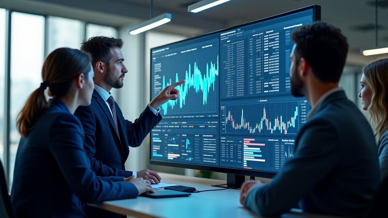 Stoat Stream team members collaborating on a data project on large screens